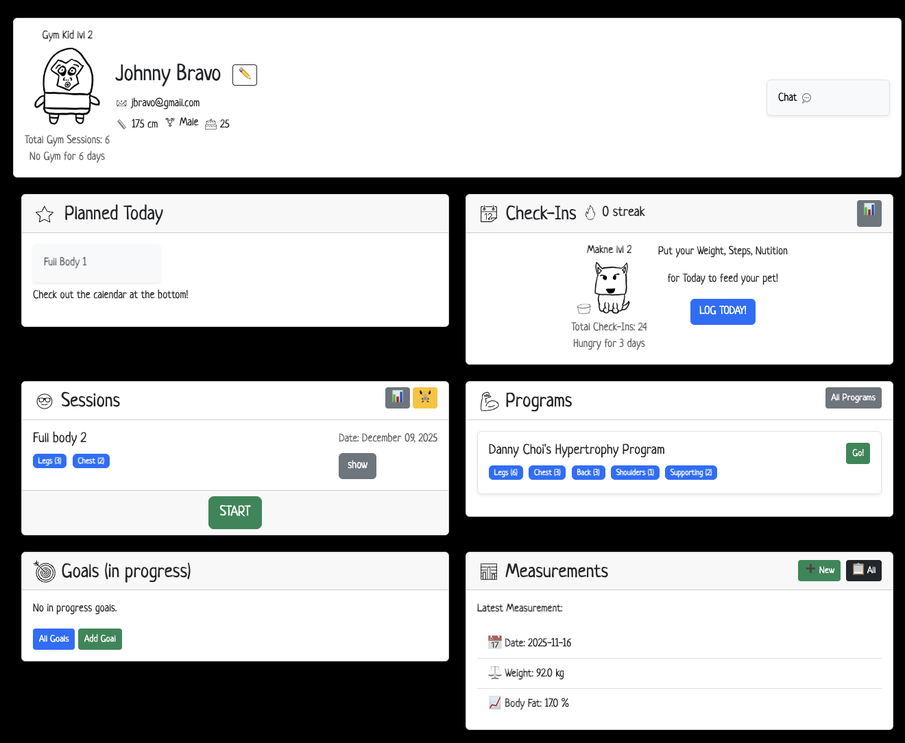 Animated GIF showcasing the demo of the gamified personal trainer app